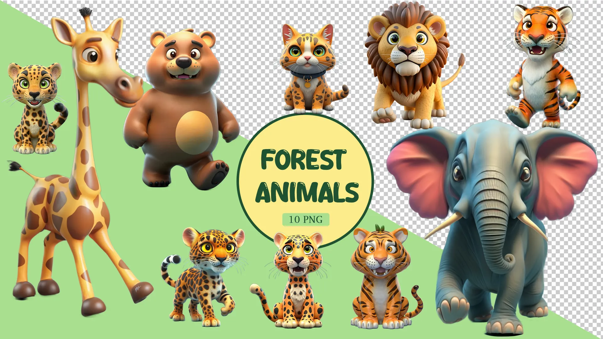 Funny 3D Forest Animals Pack image